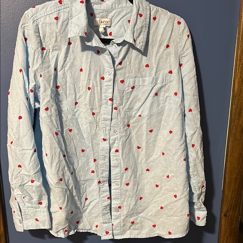 Blue and Red Button Down Shirt Classic Style